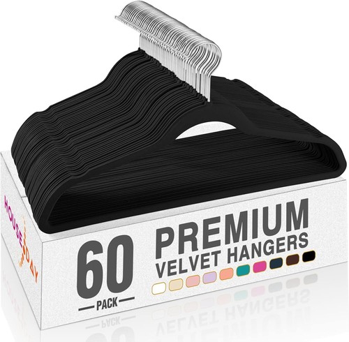 Black velvet hangers pack - black, 60